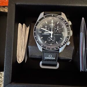 Swatch Omega Speedmaster Moon Black Watch